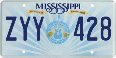 MS license plate ZYY428