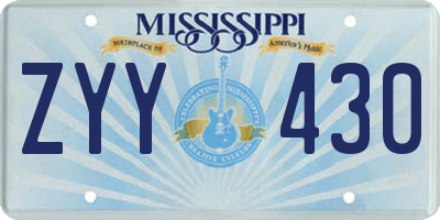 MS license plate ZYY430
