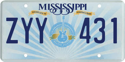 MS license plate ZYY431