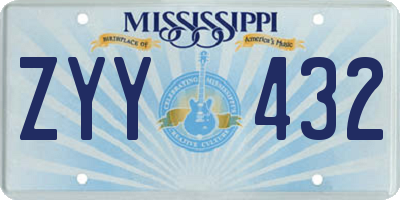 MS license plate ZYY432