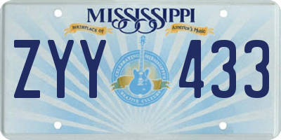 MS license plate ZYY433