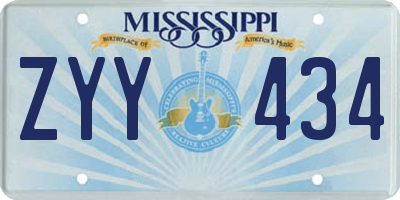 MS license plate ZYY434