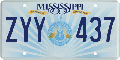 MS license plate ZYY437
