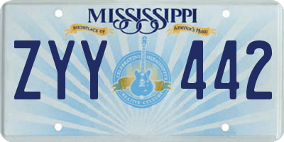 MS license plate ZYY442