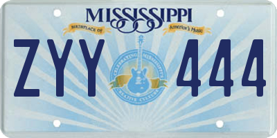 MS license plate ZYY444