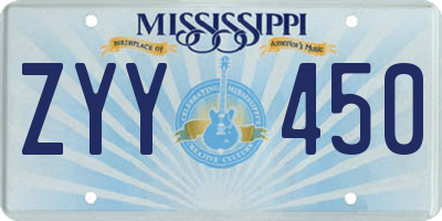 MS license plate ZYY450