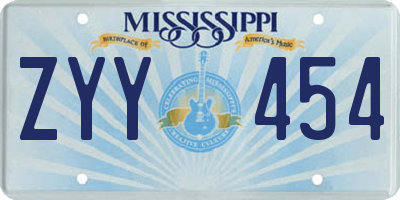 MS license plate ZYY454