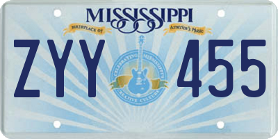MS license plate ZYY455