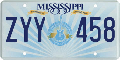 MS license plate ZYY458