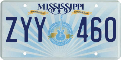 MS license plate ZYY460