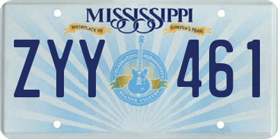MS license plate ZYY461