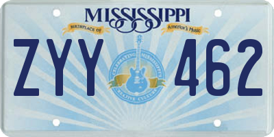 MS license plate ZYY462