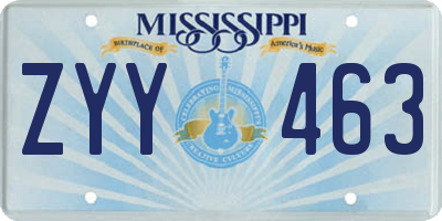 MS license plate ZYY463