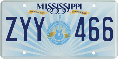MS license plate ZYY466