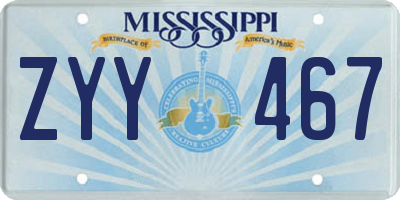 MS license plate ZYY467