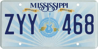 MS license plate ZYY468
