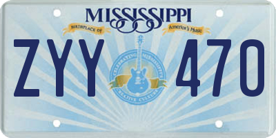 MS license plate ZYY470
