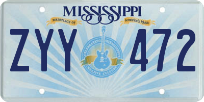 MS license plate ZYY472