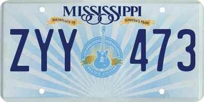 MS license plate ZYY473