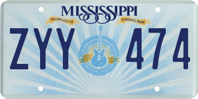 MS license plate ZYY474
