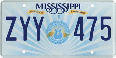 MS license plate ZYY475