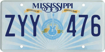 MS license plate ZYY476