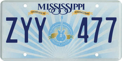MS license plate ZYY477