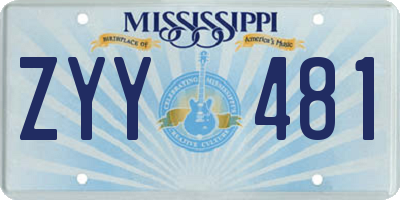 MS license plate ZYY481