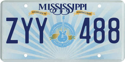 MS license plate ZYY488