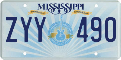 MS license plate ZYY490