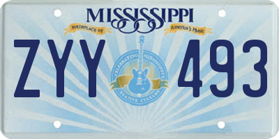 MS license plate ZYY493