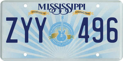 MS license plate ZYY496