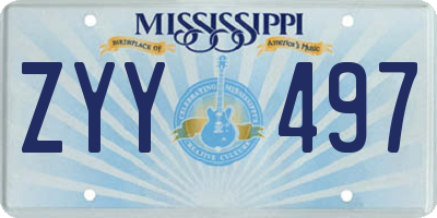 MS license plate ZYY497