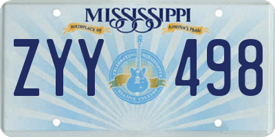 MS license plate ZYY498