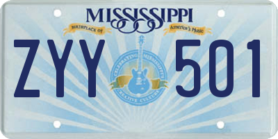 MS license plate ZYY501
