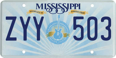 MS license plate ZYY503