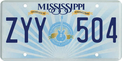 MS license plate ZYY504