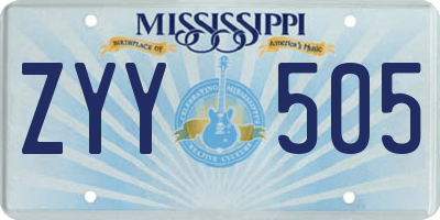 MS license plate ZYY505