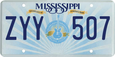 MS license plate ZYY507