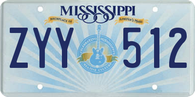 MS license plate ZYY512