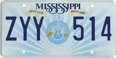 MS license plate ZYY514
