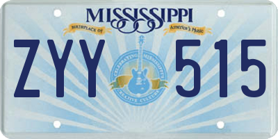 MS license plate ZYY515