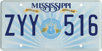 MS license plate ZYY516