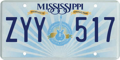 MS license plate ZYY517