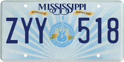 MS license plate ZYY518