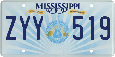 MS license plate ZYY519