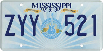 MS license plate ZYY521