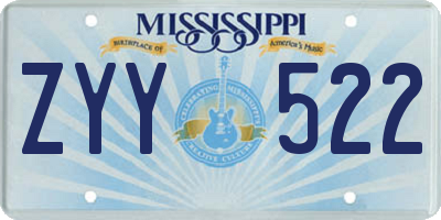 MS license plate ZYY522