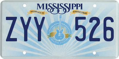 MS license plate ZYY526
