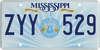 MS license plate ZYY529